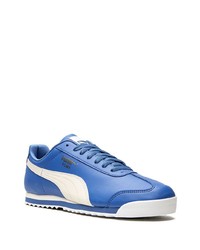 Baskets basses en cuir bleu marine et blanc Puma