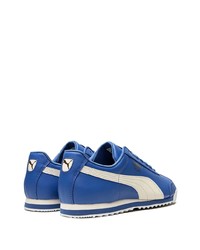 Baskets basses en cuir bleu marine et blanc Puma