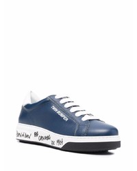 Baskets basses en cuir bleu marine et blanc DSQUARED2