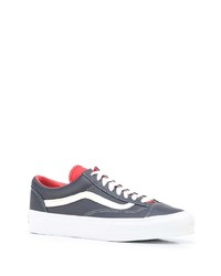 Baskets basses en cuir bleu marine et blanc Vans