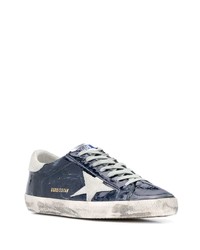 Baskets basses en cuir bleu marine et blanc Golden Goose