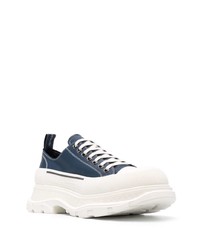 Baskets basses en cuir bleu marine et blanc Alexander McQueen