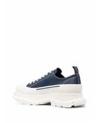 Baskets basses en cuir bleu marine et blanc Alexander McQueen