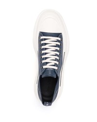 Baskets basses en cuir bleu marine et blanc Alexander McQueen