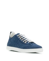 Baskets basses en cuir bleu marine DSQUARED2