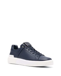 Baskets basses en cuir bleu marine Balmain