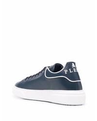 Baskets basses en cuir bleu marine Philipp Plein