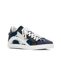 Baskets basses en cuir bleu marine DSQUARED2