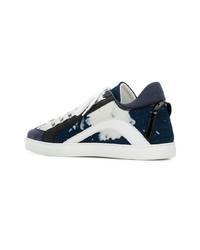 Baskets basses en cuir bleu marine DSQUARED2