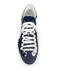 Baskets basses en cuir bleu marine DSQUARED2