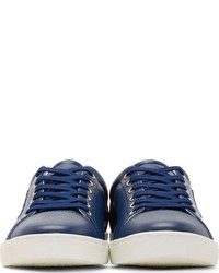 Baskets basses en cuir bleu marine Dolce & Gabbana