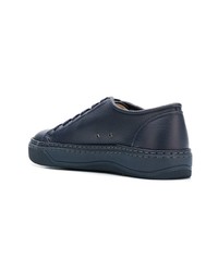 Baskets basses en cuir bleu marine Lanvin