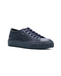 Baskets basses en cuir bleu marine Lanvin