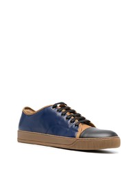 Baskets basses en cuir bleu marine Lanvin