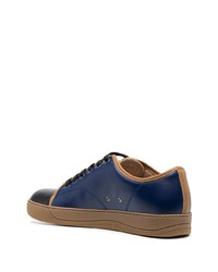 Baskets basses en cuir bleu marine Lanvin