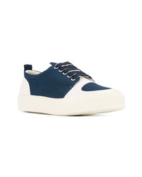 Baskets basses en cuir bleu marine Sunnei