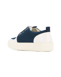 Baskets basses en cuir bleu marine Sunnei