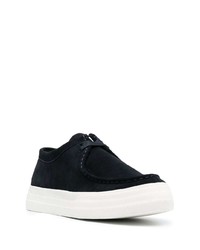 Baskets basses en cuir bleu marine Emporio Armani