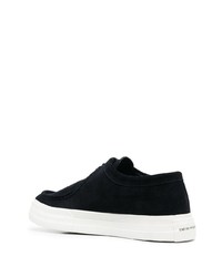 Baskets basses en cuir bleu marine Emporio Armani