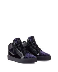 Baskets basses en cuir bleu marine Giuseppe Zanotti