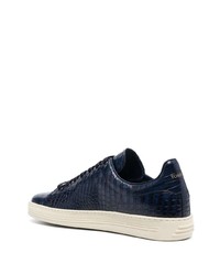 Baskets basses en cuir bleu marine Tom Ford