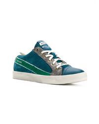 Baskets basses en cuir bleu marine Diesel