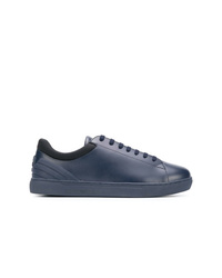 Baskets basses en cuir bleu marine Ea7 Emporio Armani