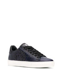 Baskets basses en cuir bleu marine Roberto Cavalli