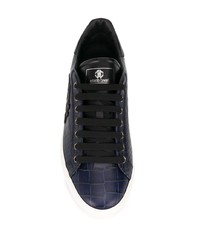 Baskets basses en cuir bleu marine Roberto Cavalli