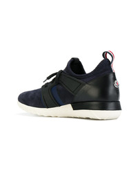 Baskets basses en cuir bleu marine Moncler