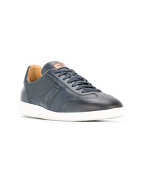 Baskets basses en cuir bleu marine Magnanni