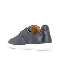 Baskets basses en cuir bleu marine Magnanni