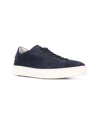 Baskets basses en cuir bleu marine Santoni