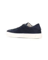 Baskets basses en cuir bleu marine Santoni