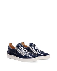 Baskets basses en cuir bleu marine Giuseppe Zanotti