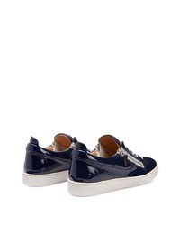 Baskets basses en cuir bleu marine Giuseppe Zanotti