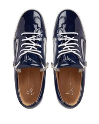 Baskets basses en cuir bleu marine Giuseppe Zanotti