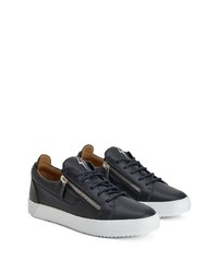 Baskets basses en cuir bleu marine Giuseppe Zanotti