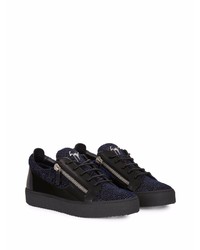 Baskets basses en cuir bleu marine Giuseppe Zanotti