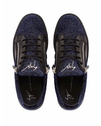 Baskets basses en cuir bleu marine Giuseppe Zanotti