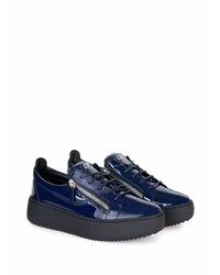 Baskets basses en cuir bleu marine Giuseppe Zanotti