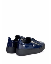 Baskets basses en cuir bleu marine Giuseppe Zanotti