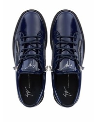 Baskets basses en cuir bleu marine Giuseppe Zanotti