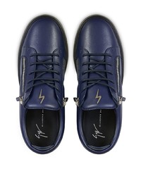 Baskets basses en cuir bleu marine Giuseppe Zanotti