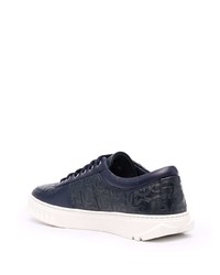 Baskets basses en cuir bleu marine Salvatore Ferragamo