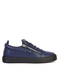 Baskets basses en cuir bleu marine Giuseppe Zanotti