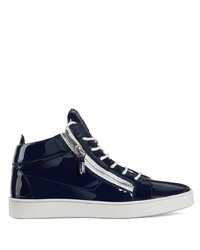 Baskets basses en cuir bleu marine Giuseppe Zanotti