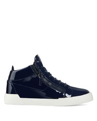 Baskets basses en cuir bleu marine Giuseppe Zanotti