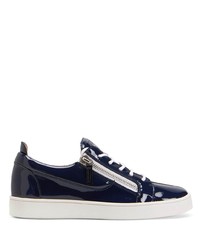 Baskets basses en cuir bleu marine Giuseppe Zanotti