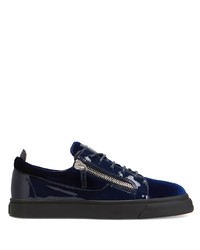 Baskets basses en cuir bleu marine Giuseppe Zanotti